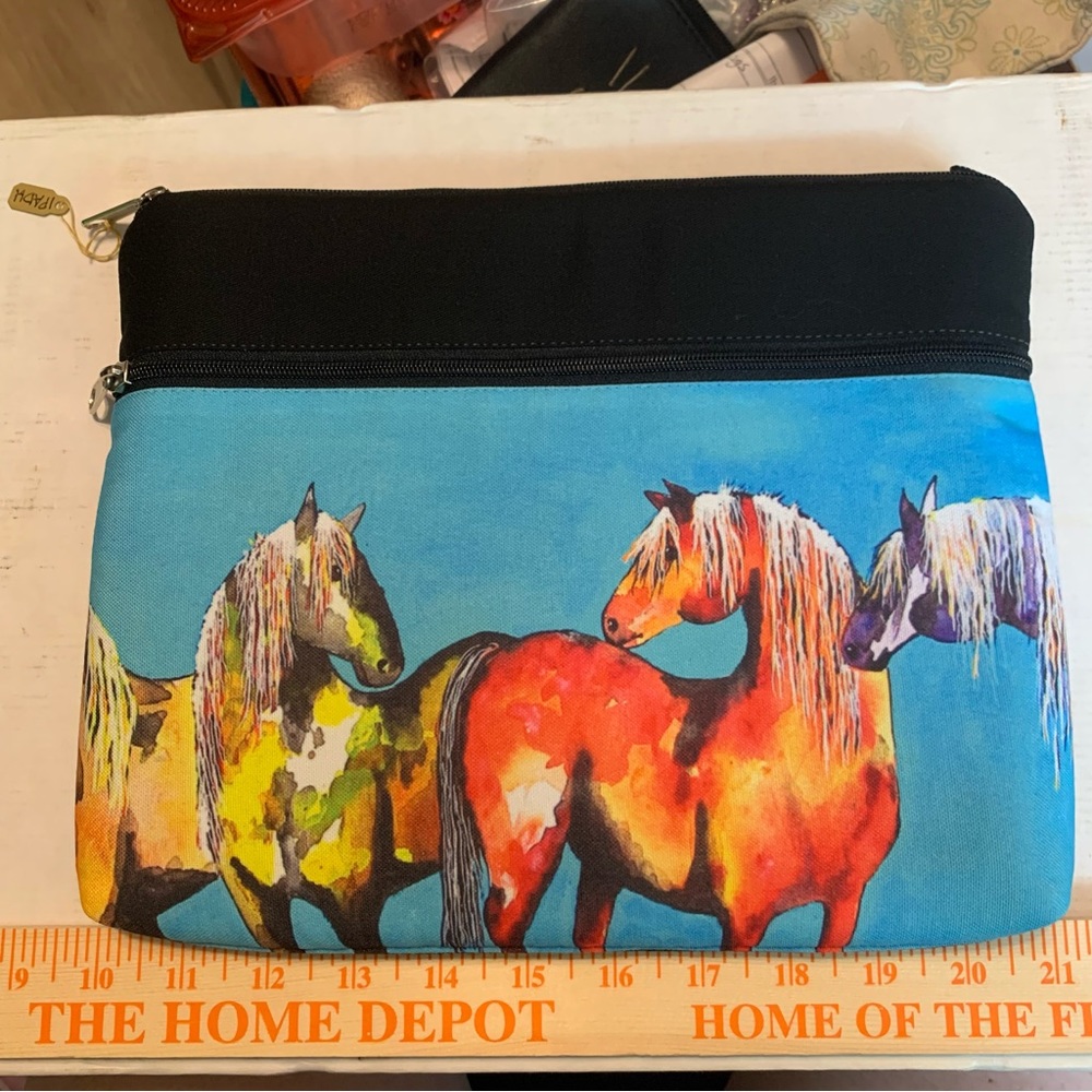 Laptop Sleeve in 'Painted Ponies on Turquoise' by Janine King Designs, NWT, NLA